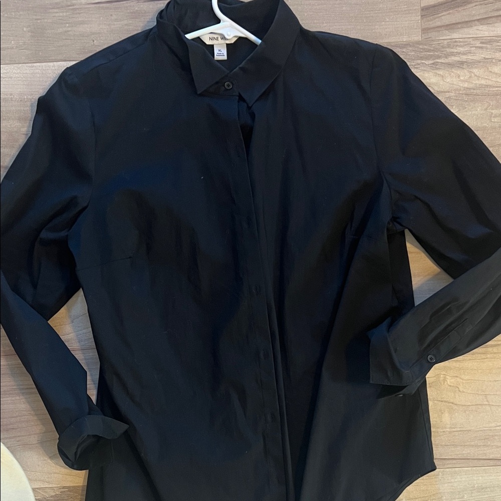 Nine West Classic Black Collared Shirt